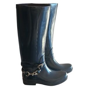 COACH Navy Blue Riding Rain Boots